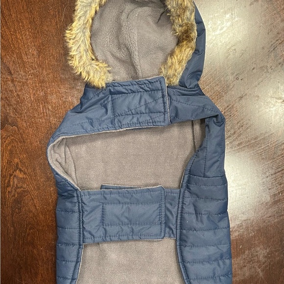 Eddie Bauer Blue Dog Jacket with Faux Fur Hood medium - Picture 1 of 3